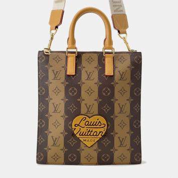 Pre Owned Louis Vuitton Sac Plat Messenger Brown Monogram Stripe