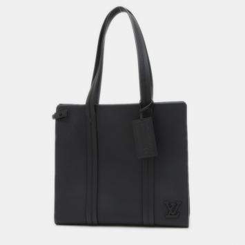Pre Owned Louis Vuitton Take Off Aerogram Black Leather Tote Bag