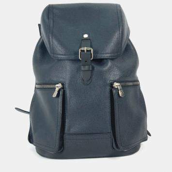 Pre Owned Louis Vuitton Utah Canyon Blue Marine Navy Leather Backpack