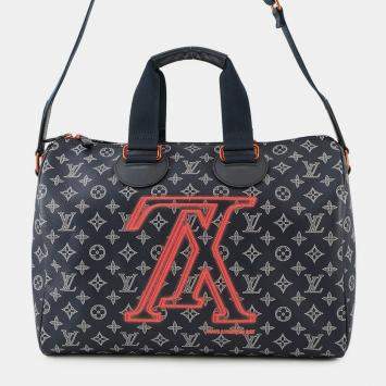 Pre Owned Louis Vuitton Speedy Bandouliere Navy Monogram Ink Size 40