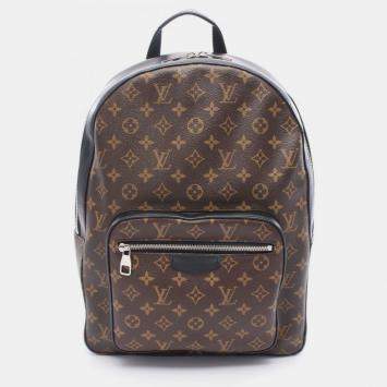 Pre Owned Louis Vuitton Josh Rucksack Coated Canvas-Coated Canvas And Leather Monogram Macassar Brown/Black