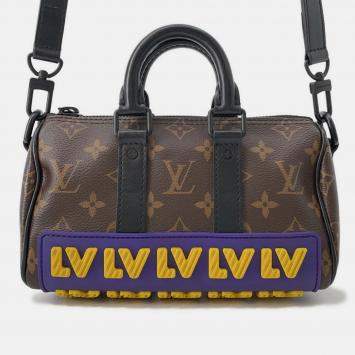Pre Owned Louis Vuitton Keepall XS Black Monogram Rubber Duffel Bag
