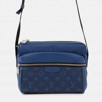 Pre Owned Louis Vuitton Outdoor Messenger Taigarama PM Cobalt Taiga Leather Monogram Canvas Messenger Bag