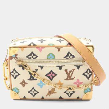 Pre Owned Louis Vuitton Soft Trunk Monogram Craggy Mini Ivory Brown Monogram Coated Canvas Leather Shoulder Bag