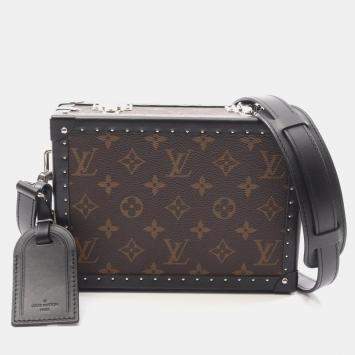 Pre Owned Louis Vuitton Clutch Box Brown Black Monogram Coated Canvas and Leather Shoulder Bag