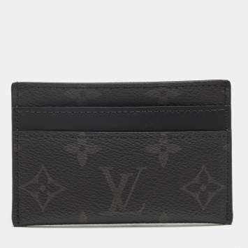 Pre Owned Louis Vuitton Monogram Eclipse Canvas Double Card Holder