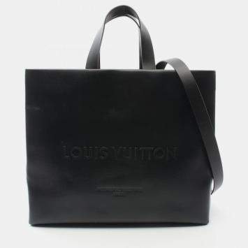 Pre Owned Louis Vuitton Shopper Tote Mm Bag Leather Black