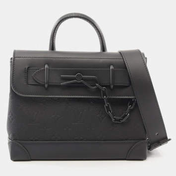 Pre Owned Louis Vuitton Steamer Pm Handbag Leather Monogram Taurillon Black