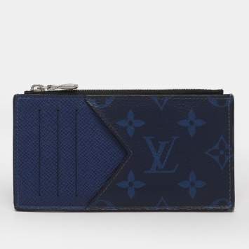 Pre Owned Louis Vuitton Monogram Cobalt Coin Card Holder