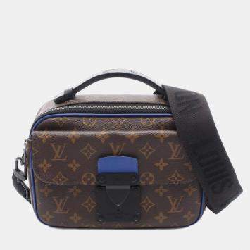Pre Owned Louis Vuitton S-Lock Messenger Handbag In Coated Canvas And Leather With Monogram Macassar Brown Blue
