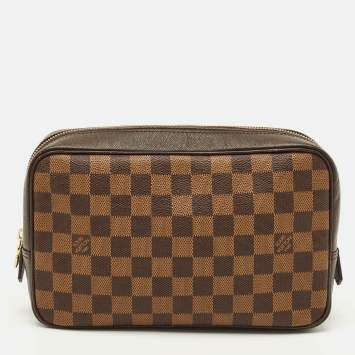 Pre Owned Louis Vuitton Trousse Toiletry 25 Damier Ebene Canvas Pouch