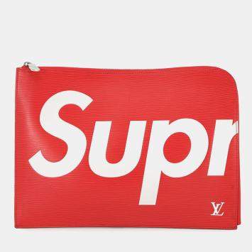 Pre Owned حقيبة لوي فيتون بوشيت جور ريد/نوير إبي ليذر سوبرم حجم كبير