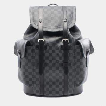 Pre Owned Louis Vuitton Christopher Pm Backpack Coated Canvas And Leather With Damier Graphite Pattern Black