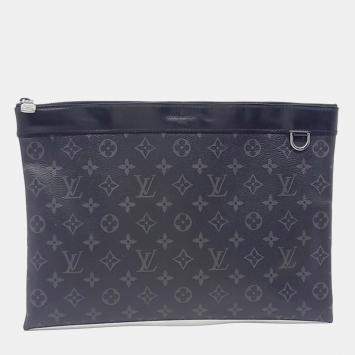 Pre Owned Louis Vuitton Black Canvas Eclipse Pochette Clutch