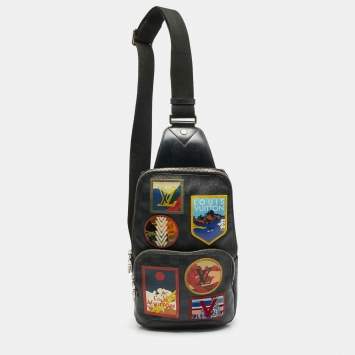 Pre Owned Louis Vuitton Avenue Alps Patches Damier Graphite Canvas and Leather Sling Bag