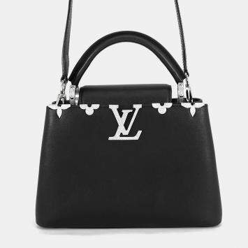 Pre Owned Louis Vuitton Parnassea Capucines Swarovski Black Smooth Calf Leather Swarovski Size Bb