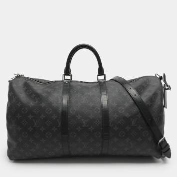 Pre Owned Louis Vuitton Keepall Bandoulière 55 Monogram Eclipse Canvas Bag