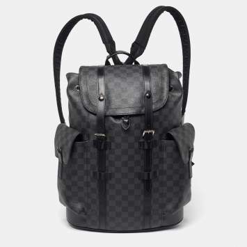 مملوكة مسبقًا Louis Vuitton Christopher MM Black Damier Graphite Canvas Backpack