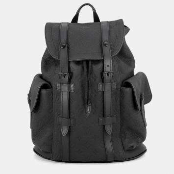Pre Owned Louis Vuitton Christopher Pm Black Monogram Taurillon Leather Backpack Bag