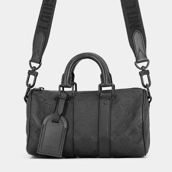 Pre Owned Louis Vuitton Keepall Bandouliere 25 Noir Monogram Taurillon Leather Top Handle Bag