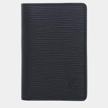 Pre Owned Louis Vuitton Pocket Organizer Black Epi Leather Wallet