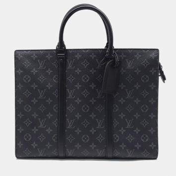 Pre Owned Louis Vuitton Black PVC Eclipse Sac Plat Horizontal Zippo