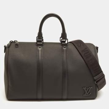 Pre Owned Louis Vuitton Keepall Bandouliere 40 Black Aerogram Leather Duffel Bag