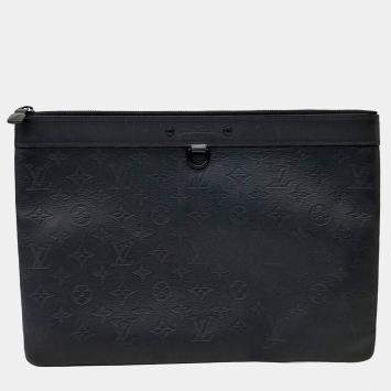 Pre Owned Louis Vuitton Black Leather Shadow Discovery Pochette Clutch