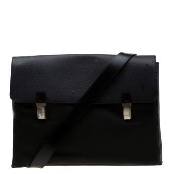 Pre Owned Louis Vuitton Black Fabric and Taiga Leather Saratov GM Messenger Bag