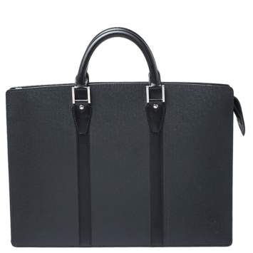 Pre Owned Louis Vuitton Black Taiga Leather Lozan Briefcase