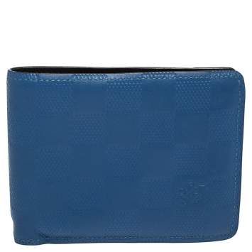 Pre Owned Louis Vuitton Blue Damier Infini Leather Slender Wallet