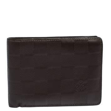 Pre Owned Louis Vuitton Brown Damier Embossed Leather Multiple Wallet