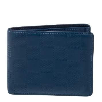 Pre Owned Louis Vuitton Blue Damier Infini Leather Slender Wallet