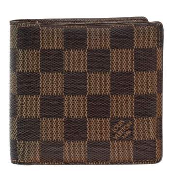 Pre Owned Louis Vuitton Damier Ebene Canvas Marco Wallet