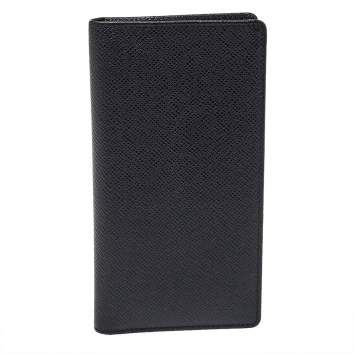 Pre Owned Louis Vuitton Black Taiga Leather Long Wallet