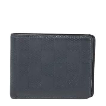 Pre Owned Louis Vuitton Blue Damier Infini Leather Slender Wallet