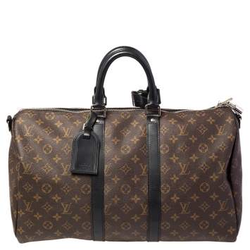 Pre Owned Louis Vuitton Monogram Macassar Canvas Keepall Bandouliere 45 Bag