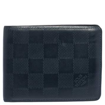 Pre Owned Louis Vuitton Navy Blue Damier Infini Leather Slender Wallet
