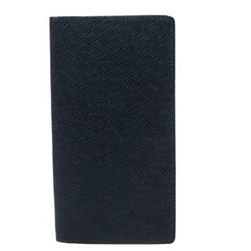 Pre Owned Louis Vuitton Navy Blue Taiga Leather Long Wallet