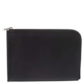 Pre Owned Louis Vuitton Black Leather Documents Portfolio Pochette 