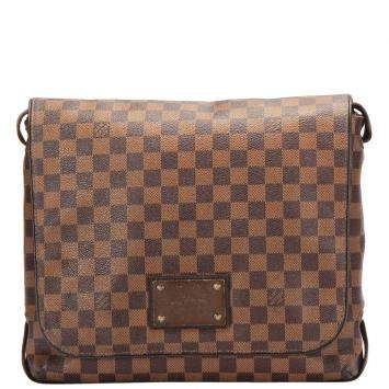 Pre Owned Louis Vuitton brown Damier Ebene canvas Brooklyn MM Bag