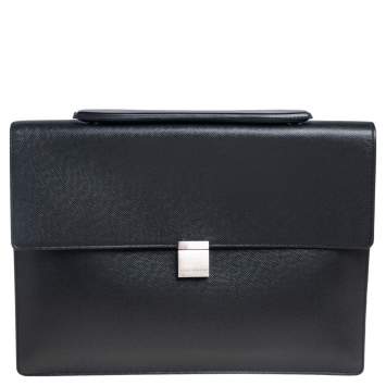 Pre Owned Louis Vuitton Black Taiga Leather Porte Document Angara Briefcase