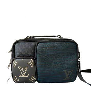 Pre Owned Louis Vuitton Multicolor Monogram Eclipse Canvas Multipocket Patchwork Messenger Bag