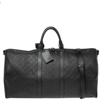 Pre Owned Louis Vuitton Damier Infini Leather Keepall Bandouliere 55 Bag