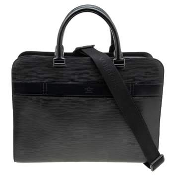 Pre Owned Louis Vuitton Black Epi Leather Bassano MM Bag