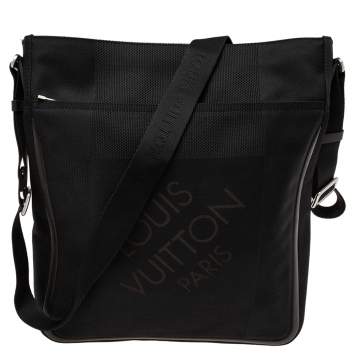 Pre Owned Louis Vuitton Black Damier Geant Canvas Vertical Messenger Bag