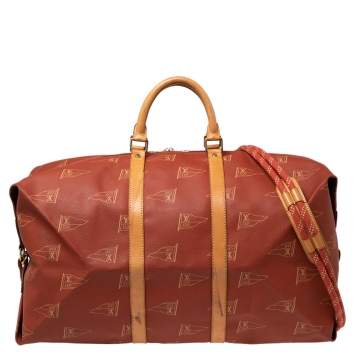 Pre Owned Louis Vuitton Red Coated Canvas America's Cup 1995 Duffle Bag
