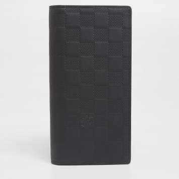 Pre Owned Louis Vuitton Black Damier Infini Leather Brazza Wallet