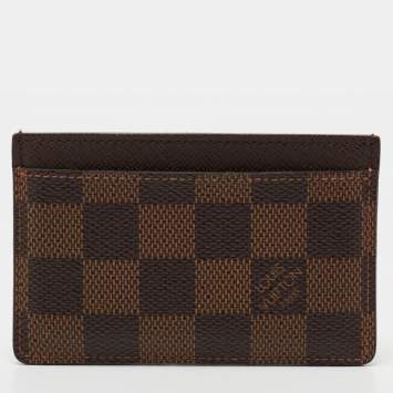 Pre Owned Louis Vuitton Damier Ebene Canvas Card Holder 