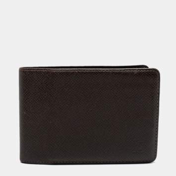 Pre Owned Louis Vuitton Brown Taiga Leather Slender Bifold Wallet